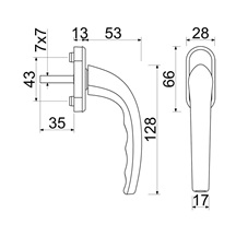 Klika pro plastová okna       *RHW007 F9016 bílá    7/35mm   prášková bílá